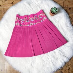 Vintage Y2K New Titak OILILY Pleated Pink Embroidered Skirt 34